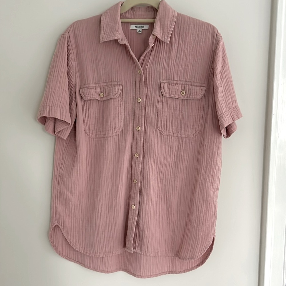 Madewell Dusty Rose Short-Sleeve Button-Down Shirt